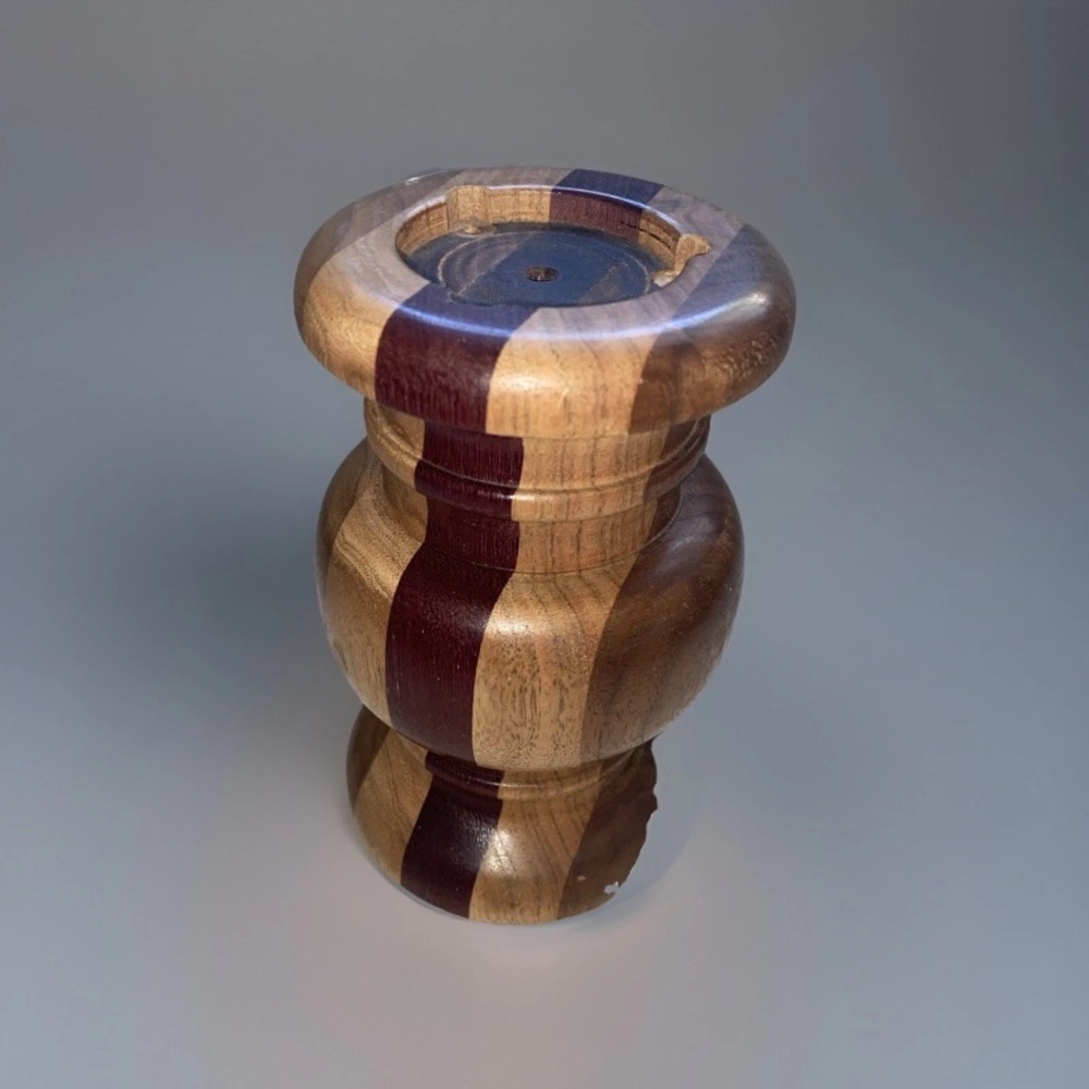S & T Turnings Vintage Turned Wood Candle‎ Pillar Holder